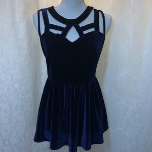 Dizzylissy purple/blue velvet sleeveless blouse